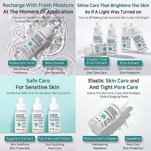 APLB Glutathione Niacinamide Ampoule Serum | LIPO GLUTA NIAC CEN™ 31.3% 1.35 FL.OZ | Korean Skincare for Long-Lasting Moisture, Improved Elasticity & Revitalized Skin Avelisse
