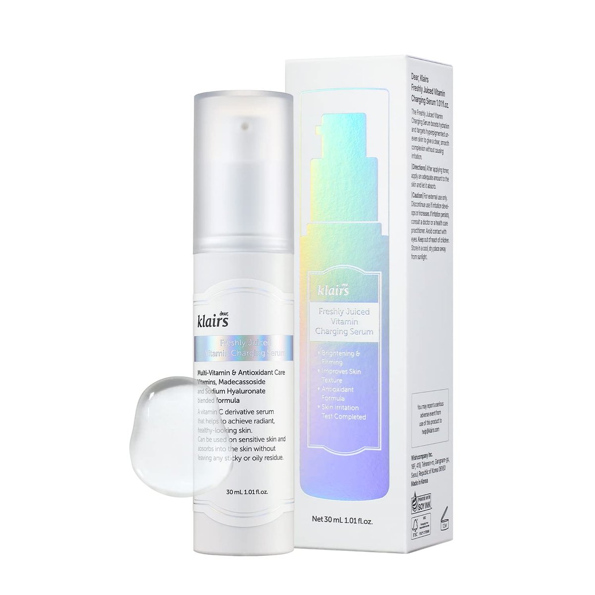 DearKlairs Freshly Juiced Vitamin Charging Serum | Korean Vitamin C Serum with 10% 3-O-Ethyl Ascorbic Acid & Niacinamide | Non-Oily, Sensitive Skin Safe | 1.01 Fl Oz - görsel 2