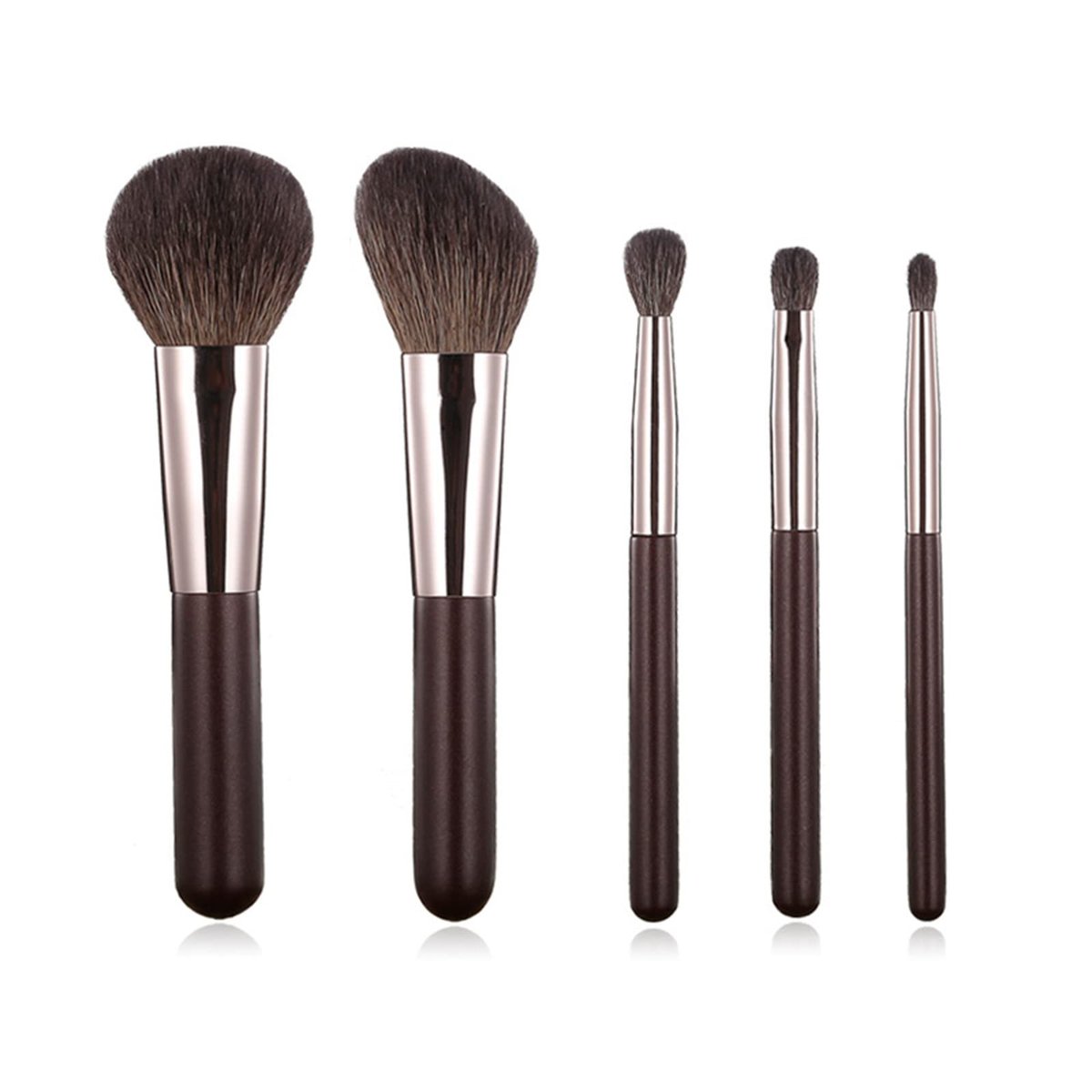 Portable Travel Makeup Brushes Set with Pouch – 5PCS Professional Goat Hair Cosmetic Brushes Kit for Powder, Blush, Concealers, Contouring & Highlighting Avelisse