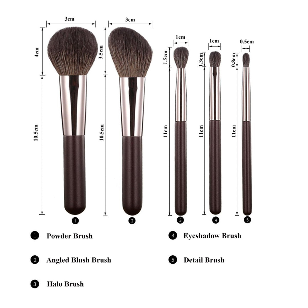 Portable Travel Makeup Brushes Set with Pouch – 5PCS Professional Goat Hair Cosmetic Brushes Kit for Powder, Blush, Concealers, Contouring & Highlighting Avelisse