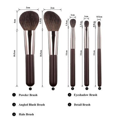 Portable Travel Makeup Brushes Set with Pouch – 5PCS Professional Goat Hair Cosmetic Brushes Kit for Powder, Blush, Concealers, Contouring & Highlighting Avelisse