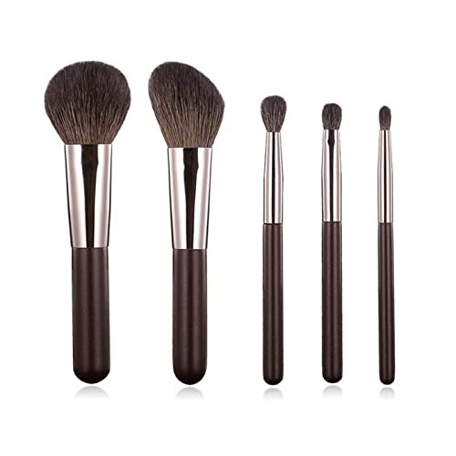 Portable Travel Makeup Brushes Set with Pouch – 5PCS Professional Goat Hair Cosmetic Brushes Kit for Powder, Blush, Concealers, Contouring & Highlighting Avelisse