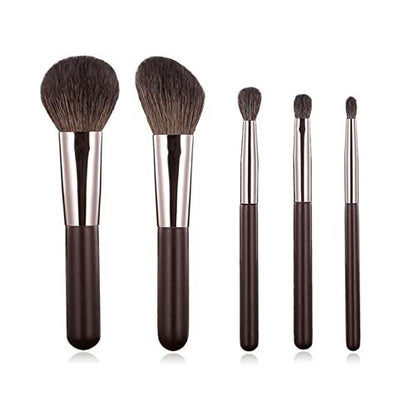 Portable Travel Makeup Brushes Set with Pouch – 5PCS Professional Goat Hair Cosmetic Brushes Kit for Powder, Blush, Concealers, Contouring & Highlighting Avelisse