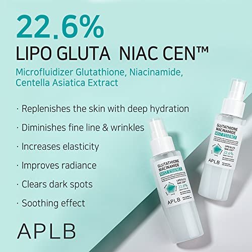 APLB Glutathione Niacinamide Mist Essence | LIPO GLUTA NIAC CEN™ 22.6% 3.55 FL.OZ | Korean Skincare Replenishing Moisture Mist Avelisse