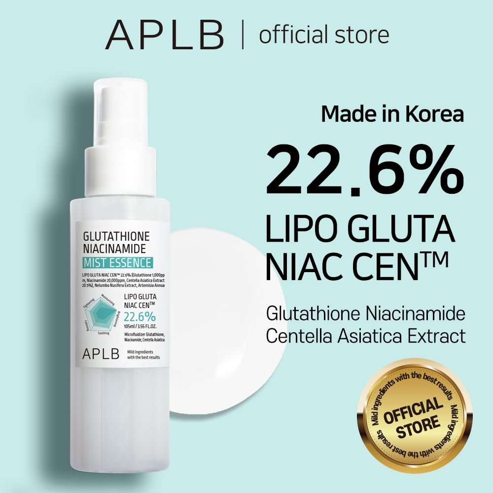 APLB Glutathione Niacinamide Mist Essence | LIPO GLUTA NIAC CEN™ 22.6% 3.55 FL.OZ | Korean Skincare Replenishing Moisture Mist Avelisse