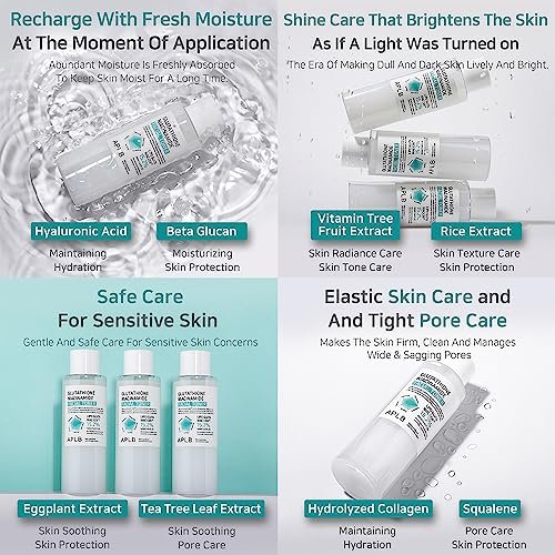 APLB Glutathione Niacinamide Facial Toner | LIPO GLUTA NIAC CEN™ 15.2% - Korean Skincare, Replenishing Moisture, Revitalize Skin Texture (5.41 Fl Oz) Avelisse