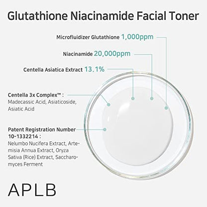 APLB Glutathione Niacinamide Facial Toner | LIPO GLUTA NIAC CEN™ 15.2% - Korean Skincare, Replenishing Moisture, Revitalize Skin Texture (5.41 Fl Oz) Avelisse