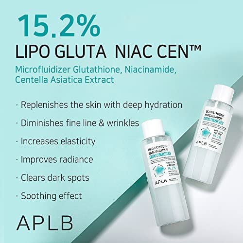 APLB Glutathione Niacinamide Facial Toner | LIPO GLUTA NIAC CEN™ 15.2% - Korean Skincare, Replenishing Moisture, Revitalize Skin Texture (5.41 Fl Oz) Avelisse
