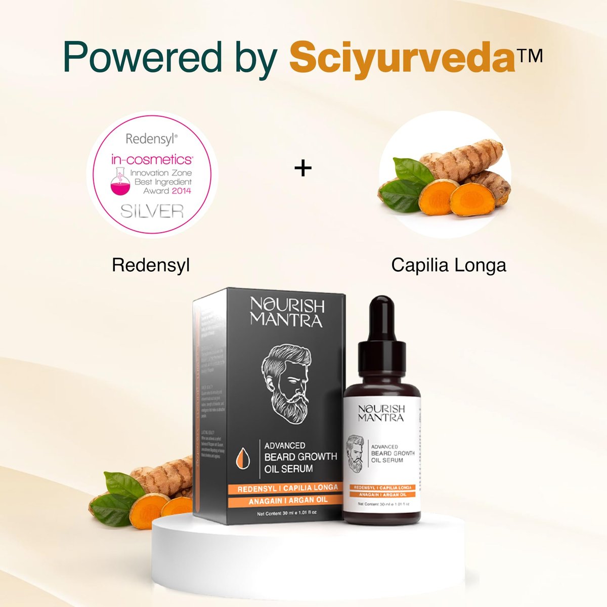 NOURISH MANTRA Advanced Beard Growth Oil Serum with Redensyl, Capilia Longa, Argan Oil, Vitamin E & Jojoba Oil for Fuller, Thicker & Healthier Beard | 30 ml Avelisse