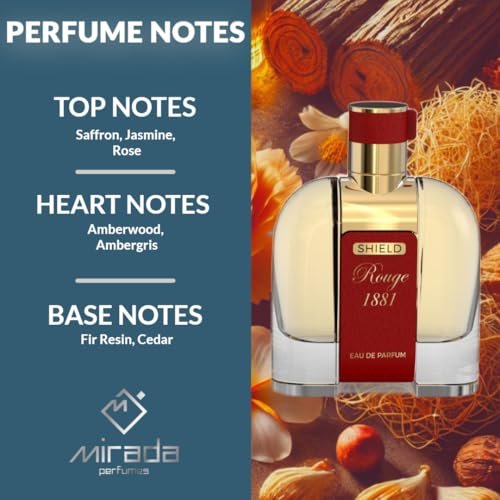 MIRADA Shield Rouge 1881 Eau de Parfum - Unisex 3.4 FL Oz (100ml) with Saffron, Jasmine, Amberwood - görsel 8