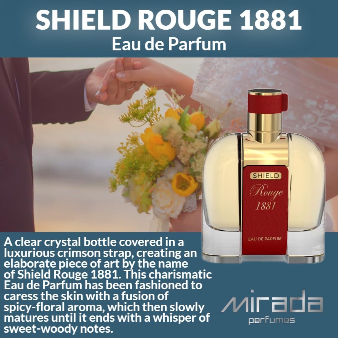 MIRADA Shield Rouge 1881 Eau de Parfum - Unisex 3.4 FL Oz (100ml) with Saffron, Jasmine, Amberwood - görsel 9