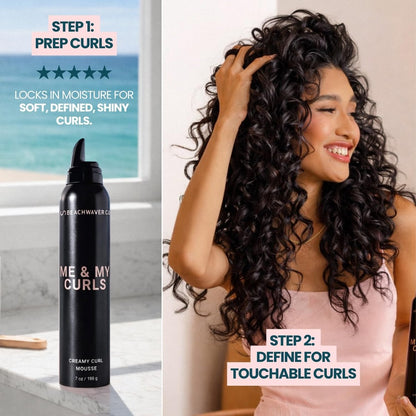 The Beachwaver Co. Me & My Curls Creamy Curl Mousse - Full Size (7 Oz) | Lightweight, Creamy Vegan Mousse for Curls, Coils, and Waves | Defines Natural Texture and Enhances Shine | Bondi Beach Day Avelisse
