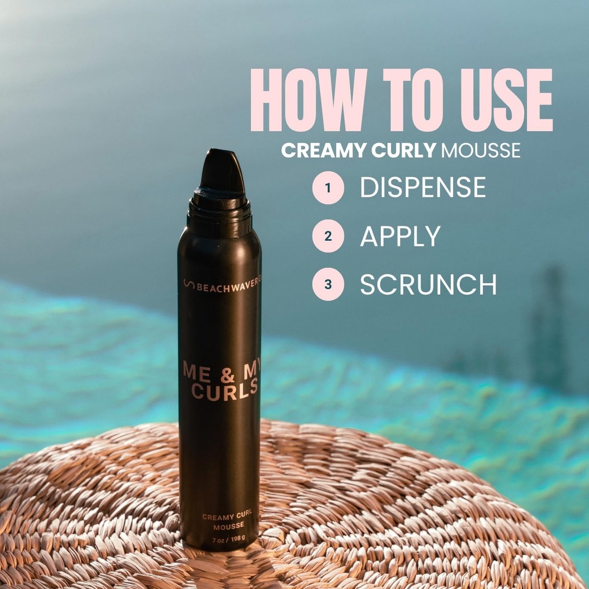 The Beachwaver Co. Me & My Curls Creamy Curl Mousse - Full Size (7 Oz) | Lightweight, Creamy Vegan Mousse for Curls, Coils, and Waves | Defines Natural Texture and Enhances Shine | Bondi Beach Day Avelisse