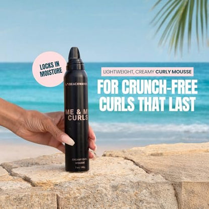 The Beachwaver Co. Me & My Curls Creamy Curl Mousse - Full Size (7 Oz) | Lightweight, Creamy Vegan Mousse for Curls, Coils, and Waves | Defines Natural Texture and Enhances Shine | Bondi Beach Day Avelisse
