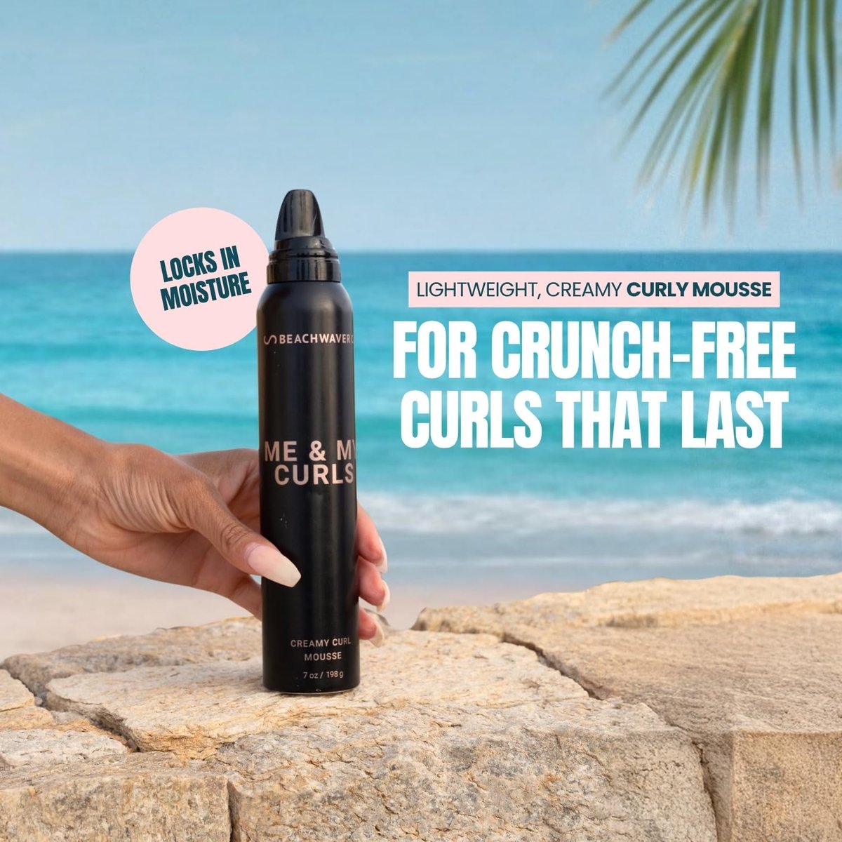 The Beachwaver Co. Me & My Curls Creamy Curl Mousse - Full Size (7 Oz) | Lightweight, Creamy Vegan Mousse for Curls, Coils, and Waves | Defines Natural Texture and Enhances Shine | Bondi Beach Day Avelisse