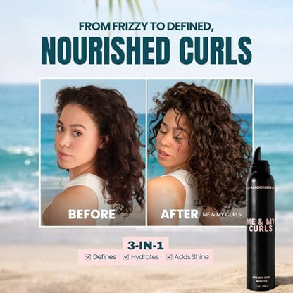 The Beachwaver Co. Me & My Curls Creamy Curl Mousse - Full Size (7 Oz) | Lightweight, Creamy Vegan Mousse for Curls, Coils, and Waves | Defines Natural Texture and Enhances Shine | Bondi Beach Day Avelisse