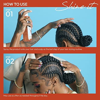 Red by Kiss Braid Sheen Refresher Spray - Long Lasting Hydration for Curls & Braids, Highest Shine, Soothes Scalp, Nourishes Dry Hair, Enriched with Organic Jamaican Black Castor Oil - 8.5 Fl Oz Avelisse