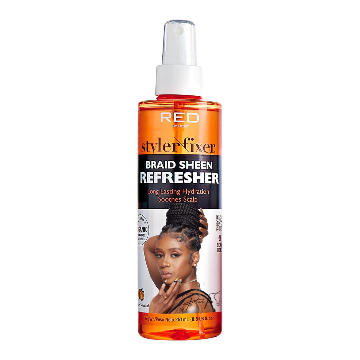 Red by Kiss Braid Sheen Refresher Spray - Long Lasting Hydration for Curls & Braids, Highest Shine, Soothes Scalp, Nourishes Dry Hair, Enriched with Organic Jamaican Black Castor Oil - 8.5 Fl Oz Avelisse
