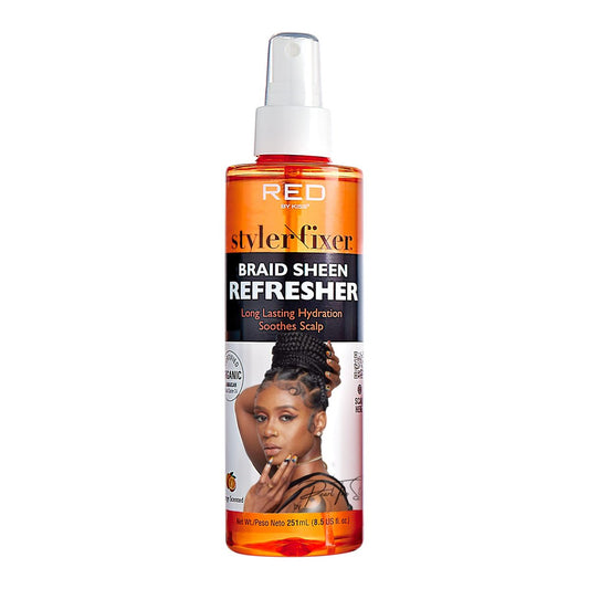 Red by Kiss Braid Sheen Refresher Spray - Long Lasting Hydration for Curls & Braids, Highest Shine, Soothes Scalp, Nourishes Dry Hair, Enriched with Organic Jamaican Black Castor Oil - 8.5 Fl Oz Avelisse