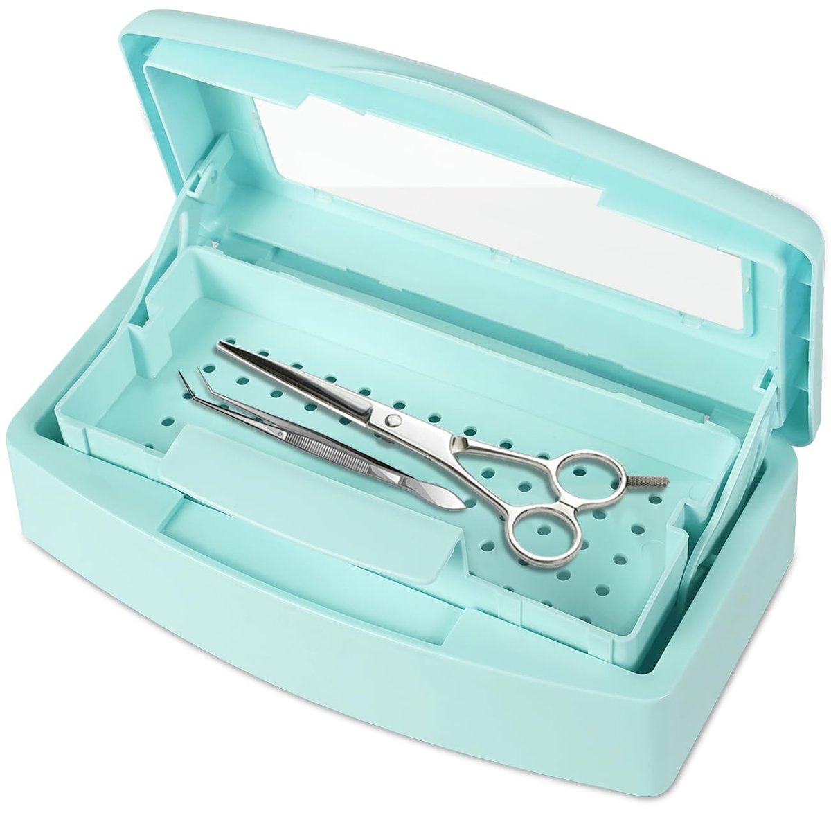 Gusnilo Barbicide Disinfectant Box – Light Green Nail Tool Sanitizing Tray for Manicure & Pedicure - görsel 2