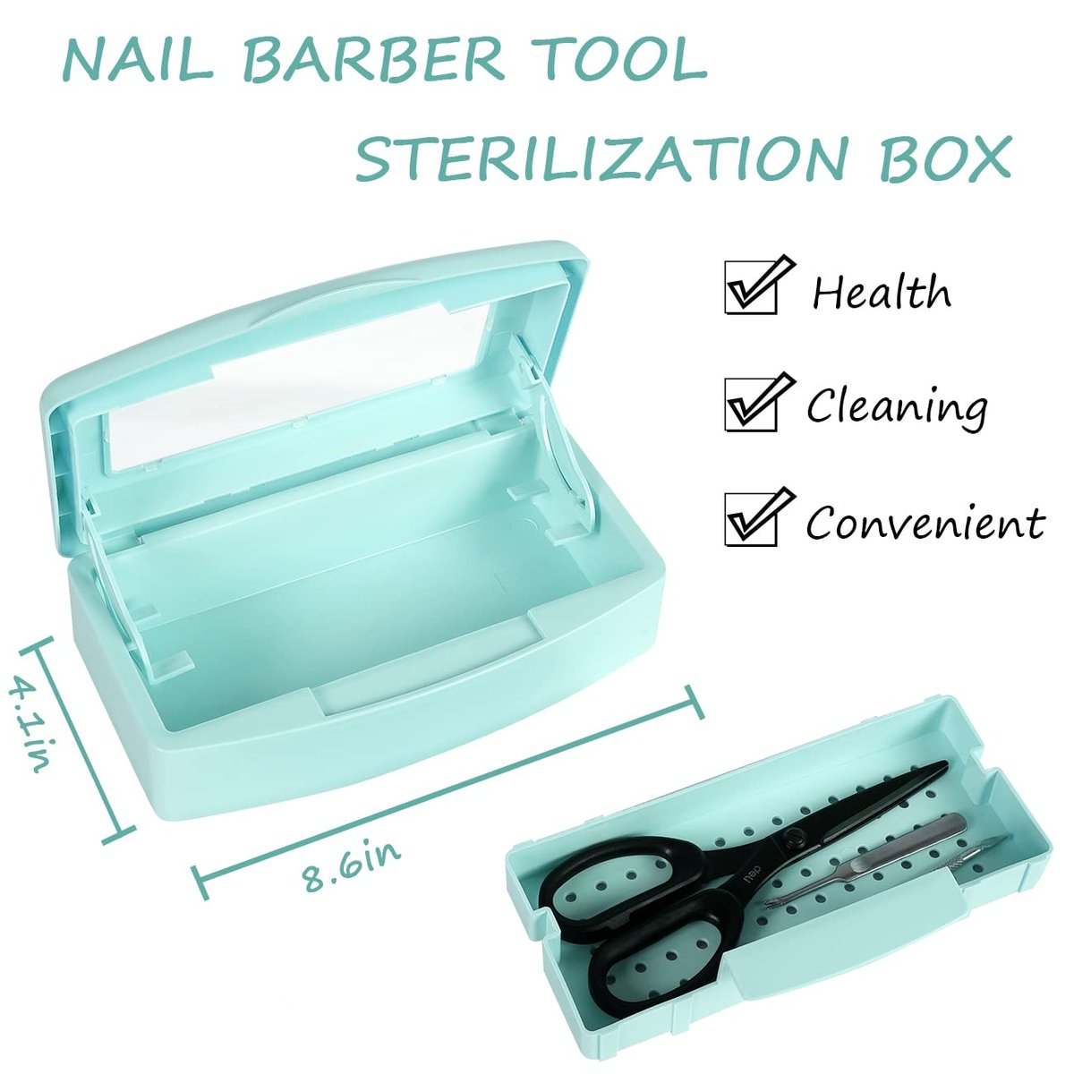 Gusnilo Barbicide Disinfectant Box – Light Green Nail Tool Sanitizing Tray for Manicure & Pedicure - görsel 4