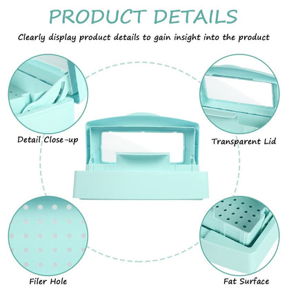 Gusnilo Barbicide Disinfectant Box – Light Green Nail Tool Sanitizing Tray for Manicure & Pedicure
