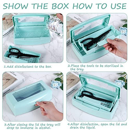 Gusnilo Barbicide Disinfectant Box – Light Green Nail Tool Sanitizing Tray for Manicure & Pedicure