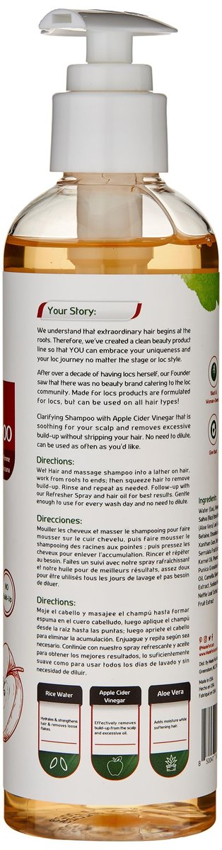 Locs Vegan Apple Cider Vinegar Shampoo - 8 Fl Oz | MADE FOR LOCS Avelisse