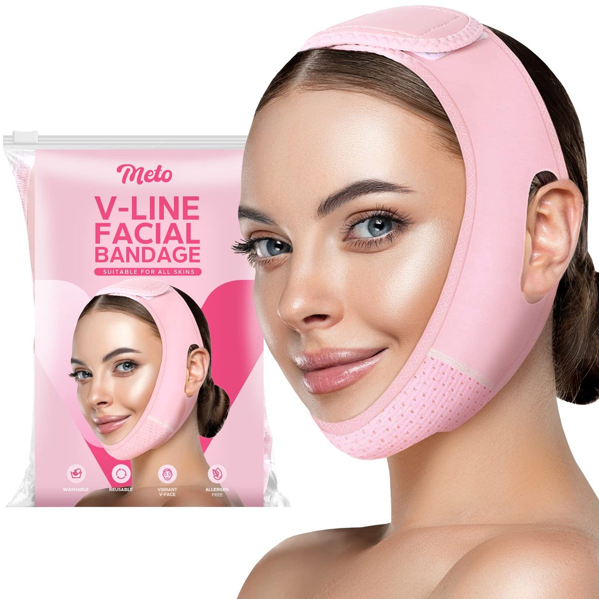 Meto Reusable Face Strap - Chin Strap for Facial Toning & Slimming - görsel 1