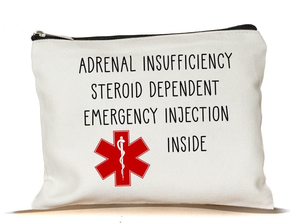 White Travel Makeup Bag with Emergency Injection Compartment for Adrenal Insufficiency – 7x9.8 Inch Cosmetic Case by Yanashop88 - görsel 1