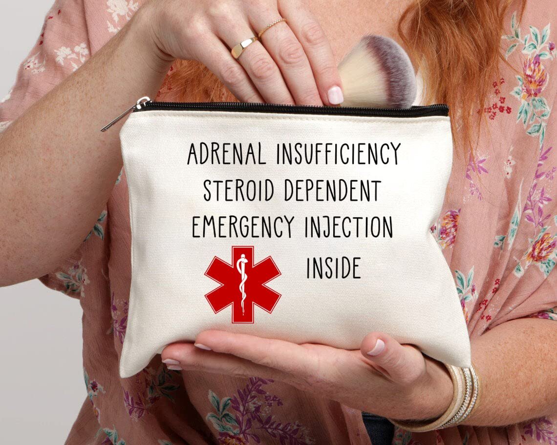 White Travel Makeup Bag with Emergency Injection Compartment for Adrenal Insufficiency – 7x9.8 Inch Cosmetic Case by Yanashop88 - görsel 2