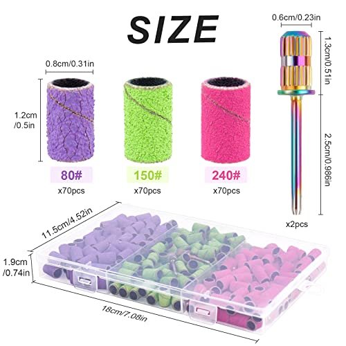 Rolybag 210-Piece Sanding Bands for Nail Drill – 80/150/240 Grit, Color-Coded, with 2 Mandrel Bits & Portable Storage Box - görsel 10