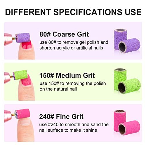 Rolybag 210-Piece Sanding Bands for Nail Drill – 80/150/240 Grit, Color-Coded, with 2 Mandrel Bits & Portable Storage Box - görsel 4