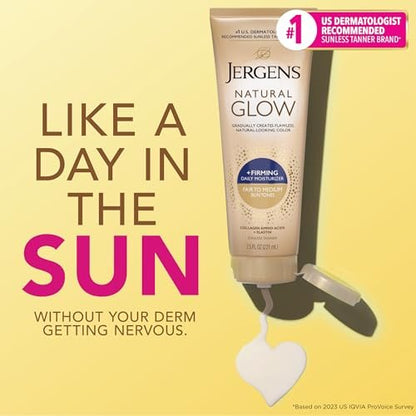 Jergens Natural Glow Bundle: Daily Moisturizer & Firming Lotion 7.5 fl oz + SPF 20 Face Moisturizer 2 fl oz, Fair to Medium Skin Tone