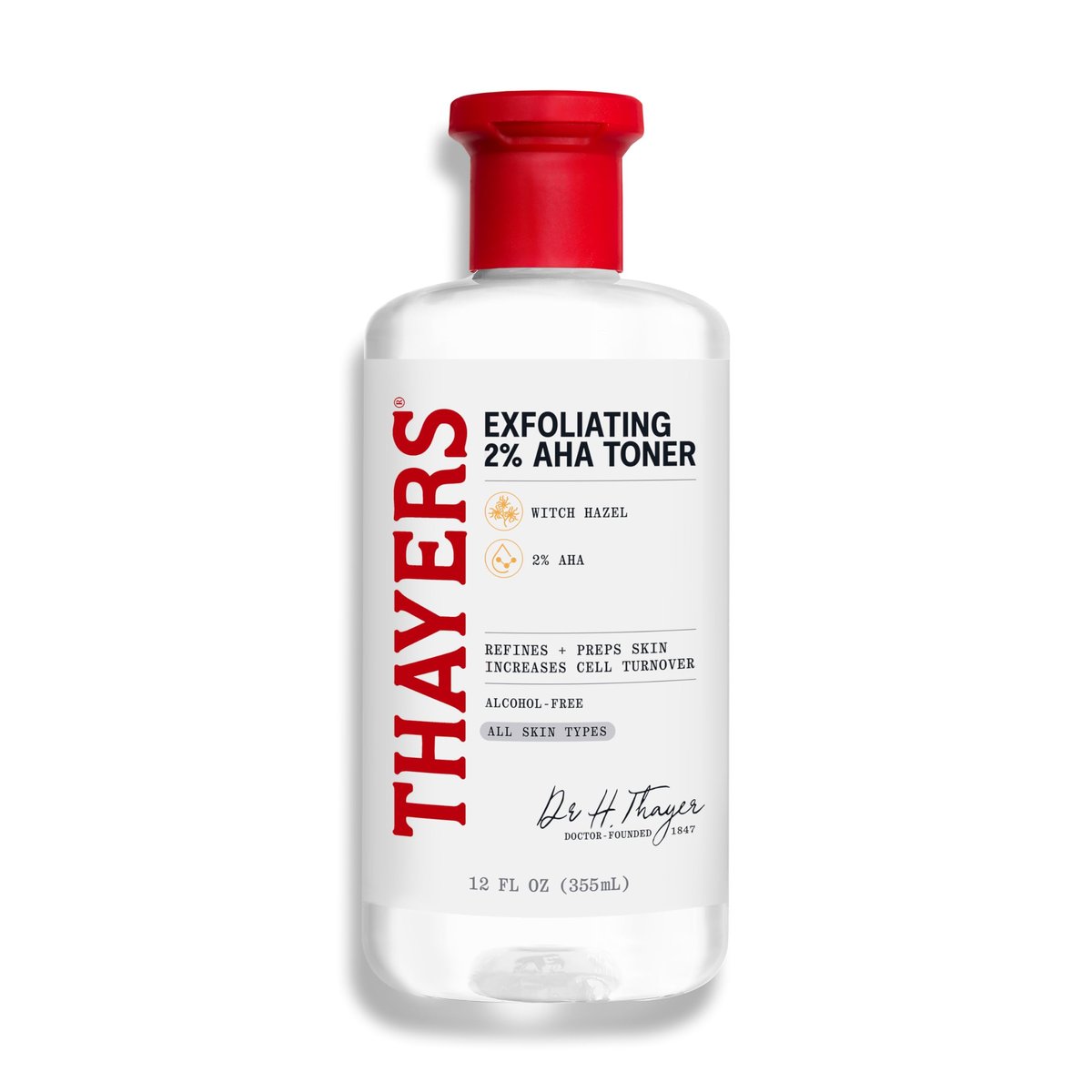 Thayers 2% AHA Exfoliating and Brightening Toner with Glycolic Acid, Lactic Acid and Witch Hazel - Smoothing and Pore Refining Skin Care for All Skin Types, 12 Fl Oz - görsel 1