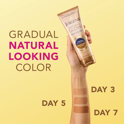 Jergens Natural Glow Gradual Tan Bundle: Daily Moisturizer & Firming Lotion 7.5 fl oz + SPF 20 Face Moisturizer 2 fl oz, Medium to Tan