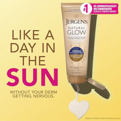 Jergens Natural Glow Gradual Tan Bundle: Daily Moisturizer & Firming Lotion 7.5 fl oz + SPF 20 Face Moisturizer 2 fl oz, Medium to Tan
