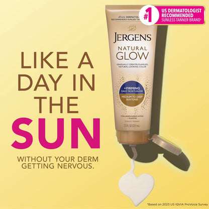 Jergens Natural Glow Gradual Tan Bundle: Daily Moisturizer & Firming Lotion 7.5 fl oz + SPF 20 Face Moisturizer 2 fl oz, Medium to Tan