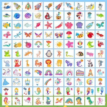 Partywind 408 PCS Temporary Tattoos for Kids - Glow & Glitter Fake Tattoo Stickers, Party Favors, Goodie Bag Stuffers (Individually Wrapped Sheets)