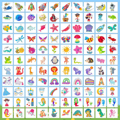 Partywind 408 PCS Temporary Tattoos for Kids - Glow & Glitter Fake Tattoo Stickers, Party Favors, Goodie Bag Stuffers (Individually Wrapped Sheets)