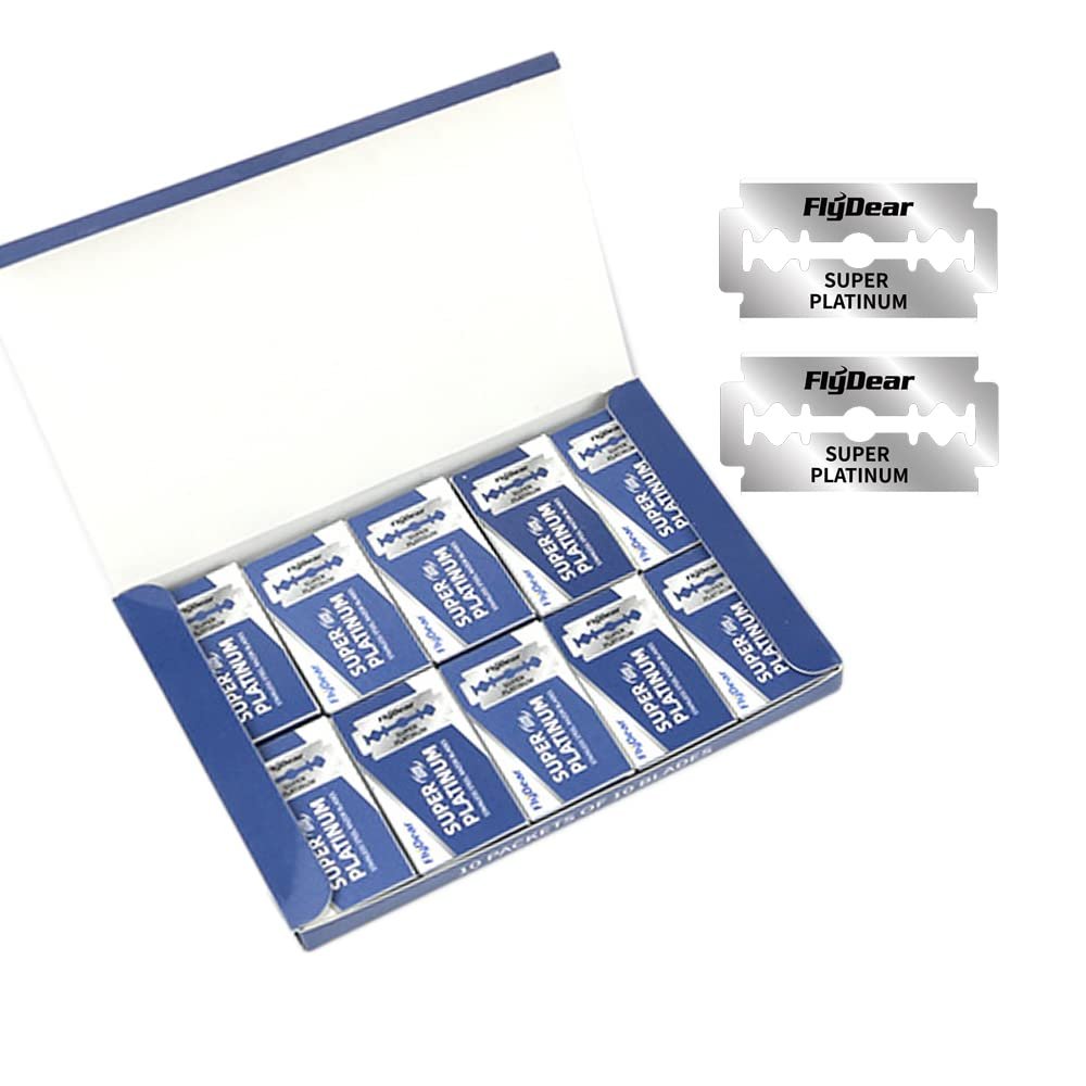 100 Count Double Edge Razor Blades - Platinum Stainless Steel Safety Razor Blades for Men - Smooth Clean Shave - görsel 3
