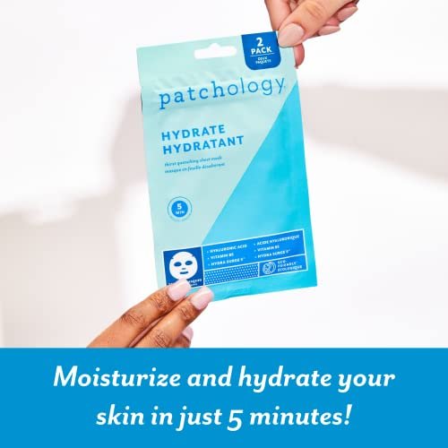 Patchology Hydrate FlashMasque Facial Sheet Mask with Hyaluronic Acid – Moisturizing Face Mask for Men & Women – Hydrate Skin in 5 Minutes – 2 Count - görsel 14