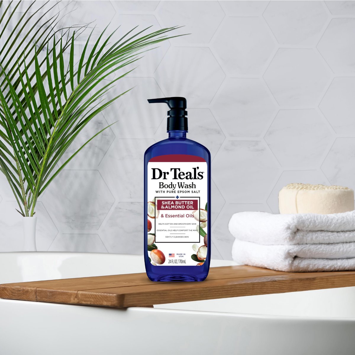Dr Teal's Body Wash with Pure Epsom Salt, Shea Butter & Almond Oil, 24 fl oz (Pack of 4) Avelisse