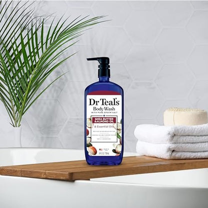Dr Teal's Body Wash with Pure Epsom Salt, Shea Butter & Almond Oil, 24 fl oz (Pack of 4) Avelisse