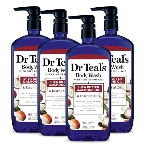 Dr Teal's Body Wash with Pure Epsom Salt, Shea Butter & Almond Oil, 24 fl oz (Pack of 4) Avelisse