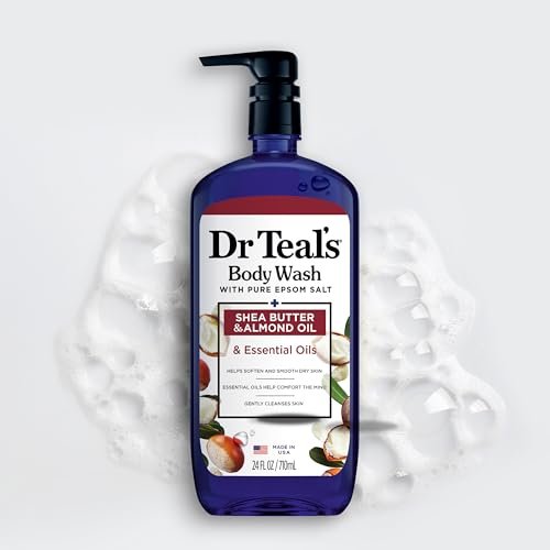 Dr Teal's Body Wash with Pure Epsom Salt, Shea Butter & Almond Oil, 24 fl oz (Pack of 4) Avelisse