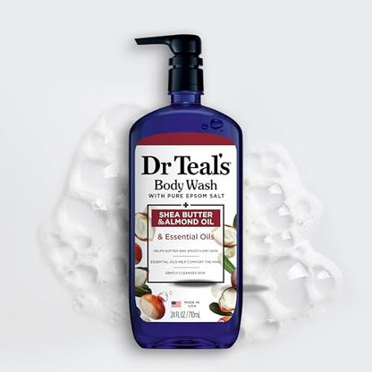 Dr Teal's Body Wash with Pure Epsom Salt, Shea Butter & Almond Oil, 24 fl oz (Pack of 4) Avelisse