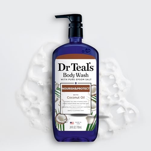 Dr Teal's Body Wash with Pure Epsom Salt & Coconut Oil, 24 fl oz (Pack of 4) Avelisse