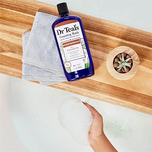 Dr Teal's Foaming Bath with Pure Epsom Salt & Coconut Oil, Nourish & Protect, 34 fl oz (Pack of 4) Avelisse