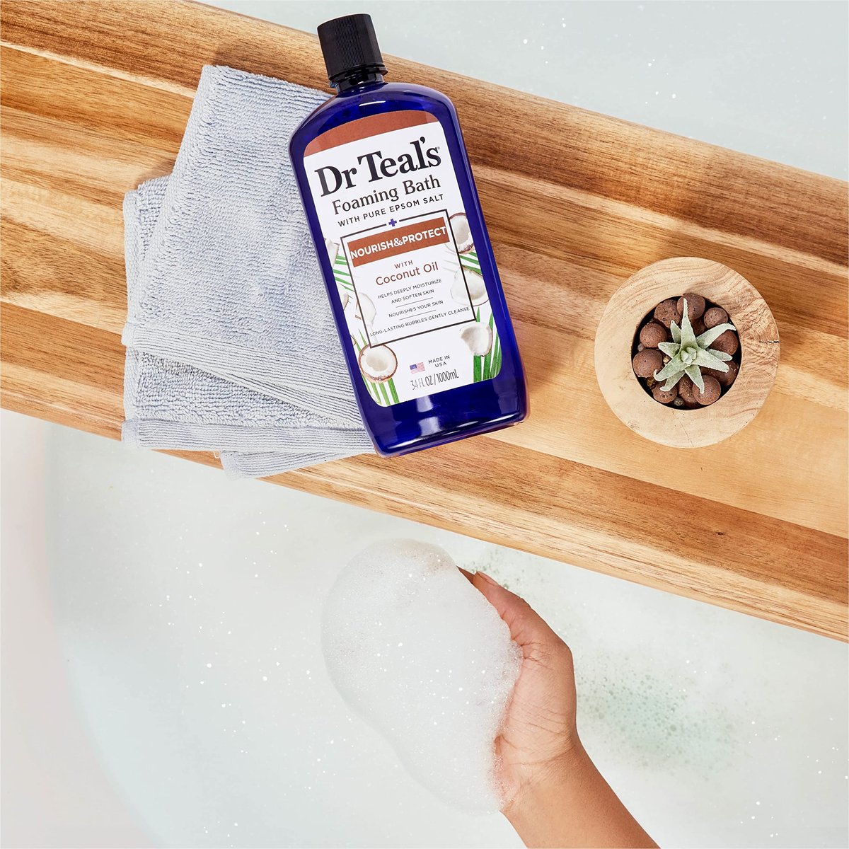 Dr Teal's Foaming Bath with Pure Epsom Salt & Coconut Oil, Nourish & Protect, 34 fl oz (Pack of 4) Avelisse